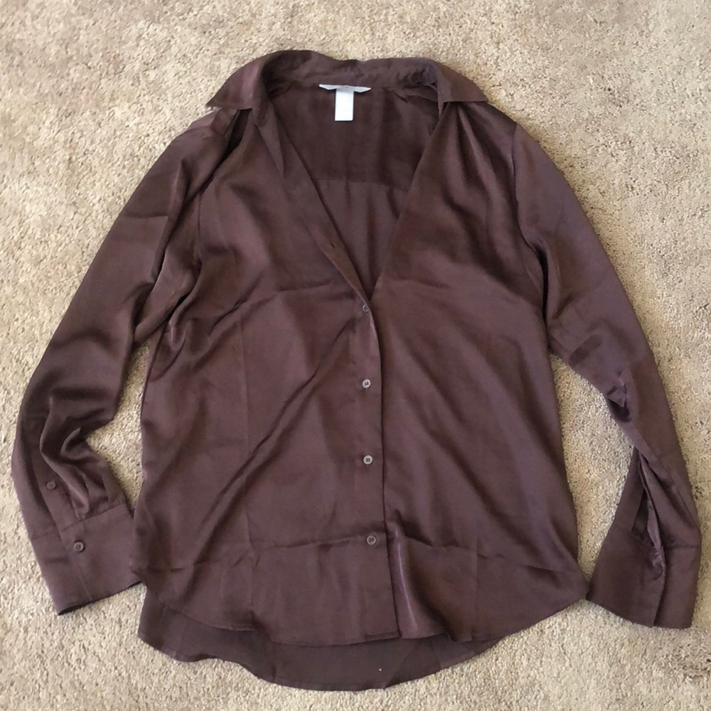 H&M brown satin blouse